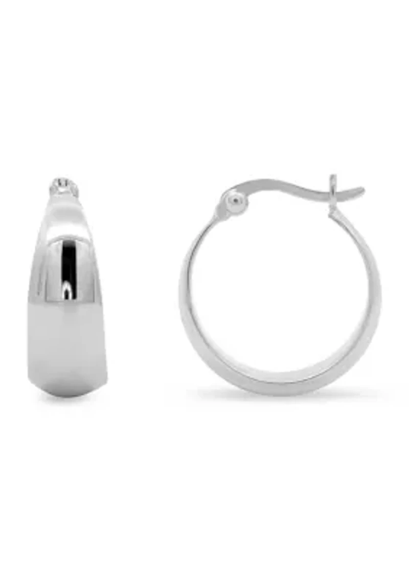 Sterling Silver Polished Graduated Wedding Band Hoop Earrings