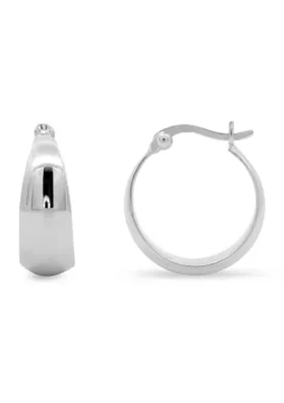 Sterling Silver Polished Graduated Wedding Band Hoop Earrings