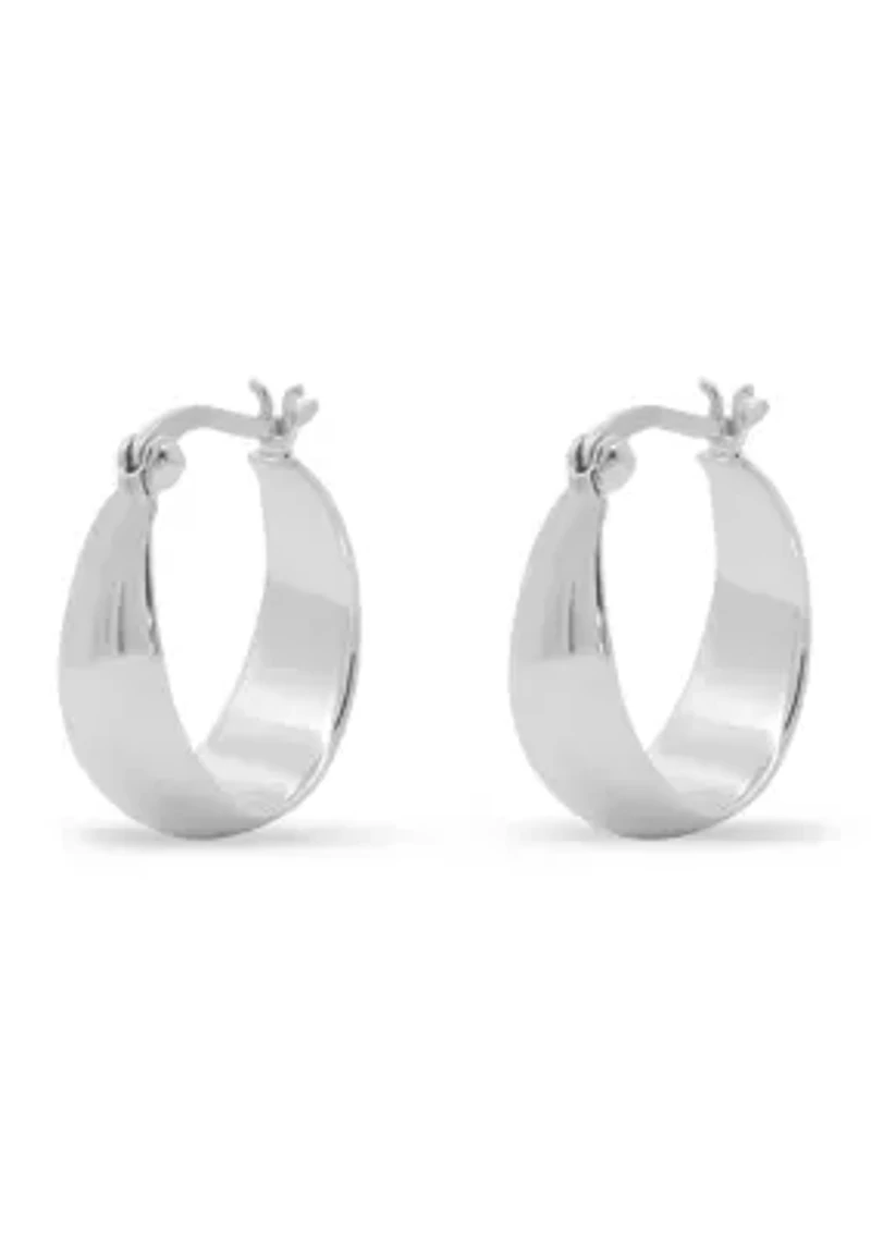 Sterling Silver Polished Graduated Wedding Band Hoop Earrings