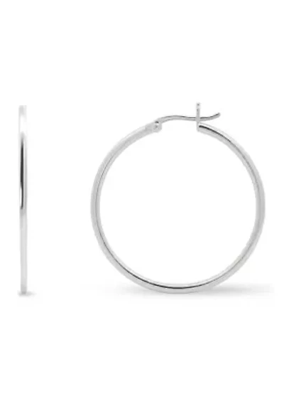 Sterling Silver Polished Flat Hoop Earrings