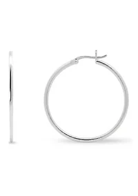 Sterling Silver Polished Flat Hoop Earrings