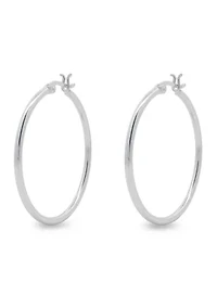 Sterling Silver Polished Flat Hoop Earrings