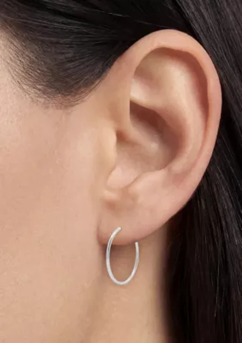 Sterling Silver Polished Flat Hoop Earrings