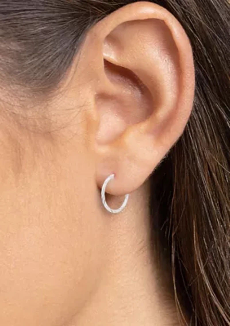 Sterling Silver Spiral Etched 25 Millimeter Click Top Hoop Earrings