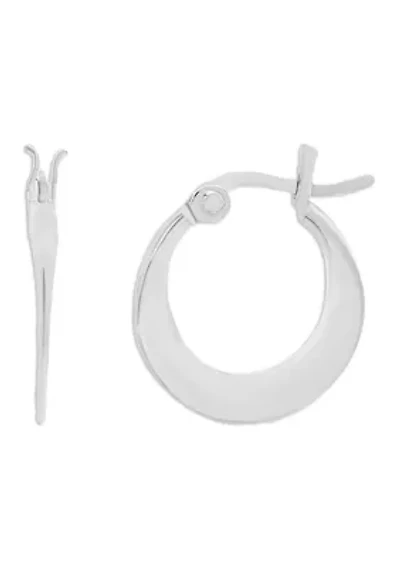 Sterling Silver Knife Edged Click Top Hoop Earrings