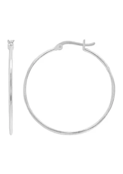 Sterling Silver Polished Wire Clicktop Hoop Earrings
