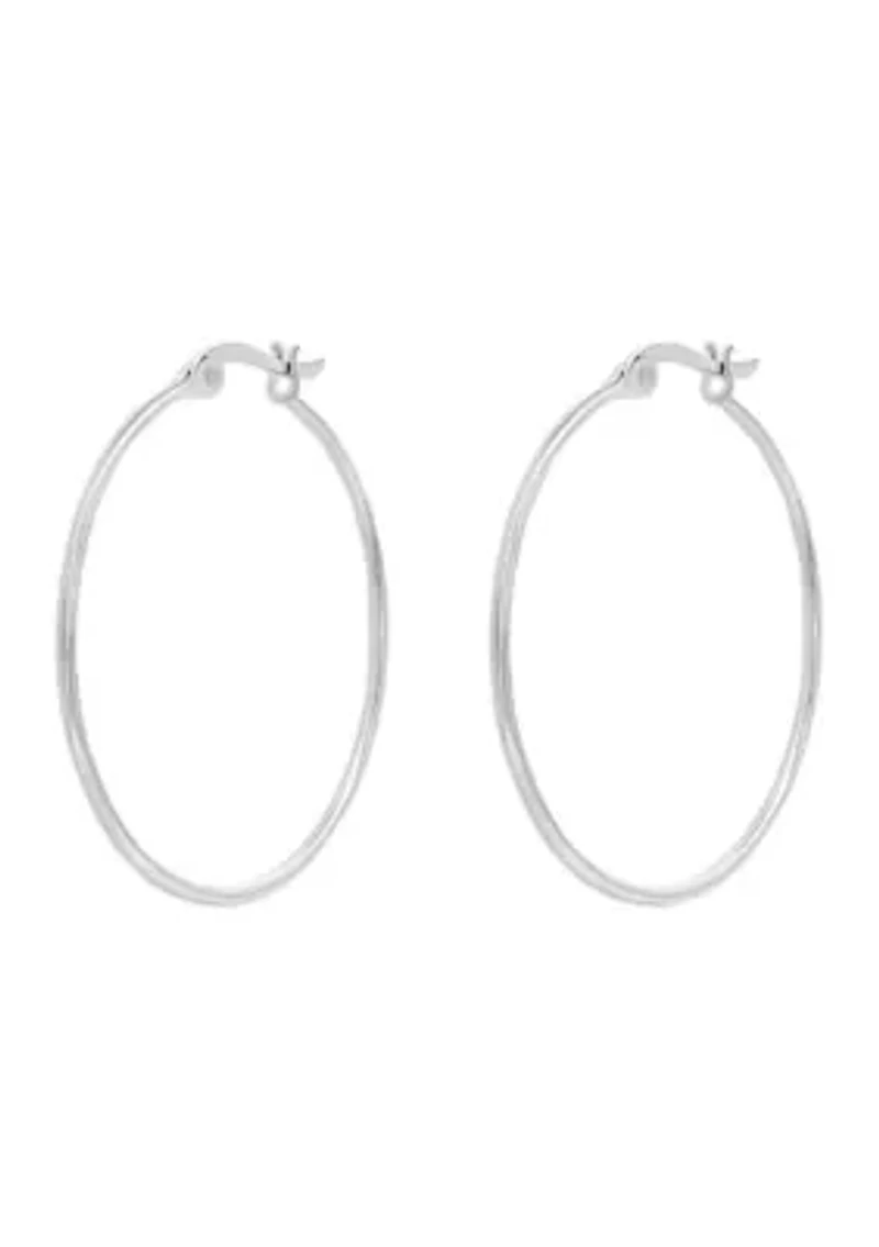 Sterling Silver Polished Wire Clicktop Hoop Earrings