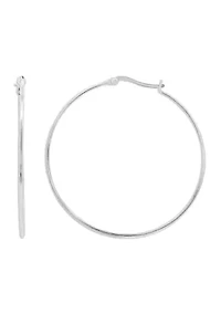 Sterling Silver Polished 45mm Wire Click Top Hoop Earrings