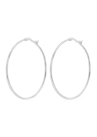 Sterling Silver Polished 45mm Wire Click Top Hoop Earrings