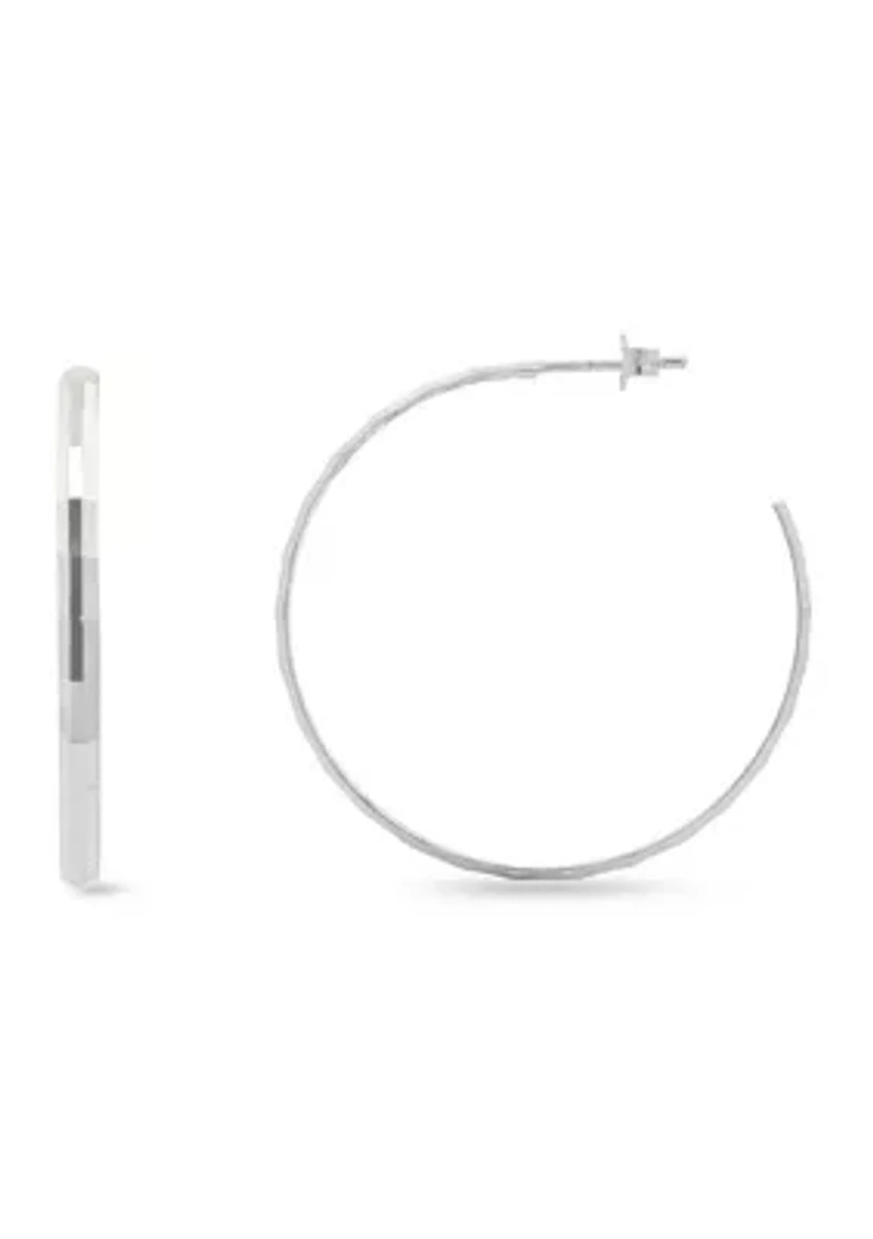 Sterling Silver Polished Diamond Cut Hoop Earrings