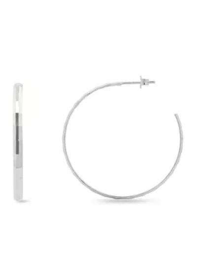 Sterling Silver Polished Diamond Cut Hoop Earrings