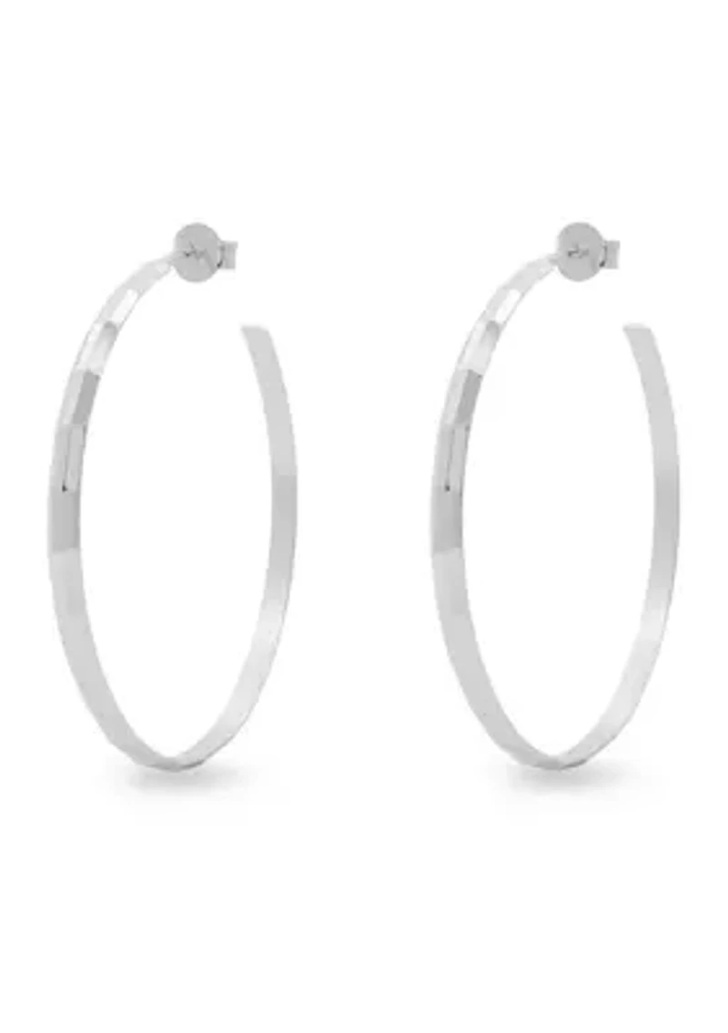 Sterling Silver Polished Diamond Cut Hoop Earrings