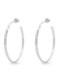Sterling Silver Polished Diamond Cut Hoop Earrings