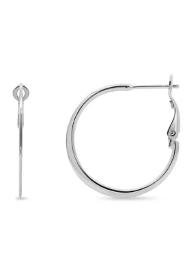 Sterling Silver Polished Round Flat Hoop Earrings