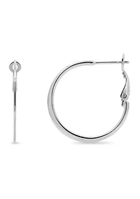 Sterling Silver Polished Round Flat Hoop Earrings