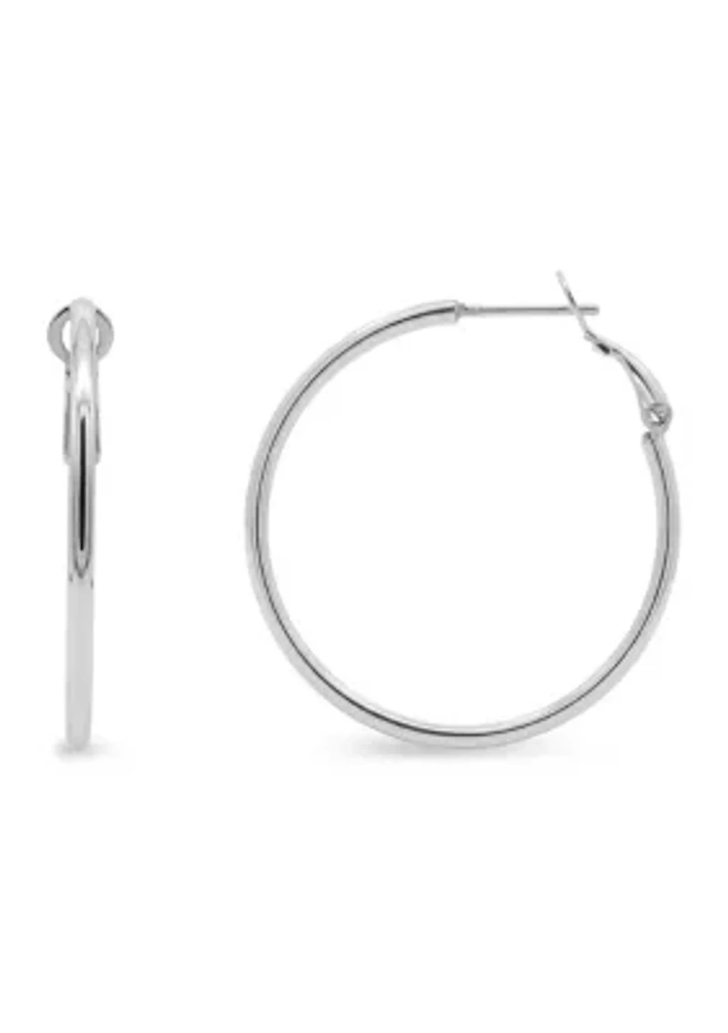 Sterling Silver Polished Round Hoop Earrings