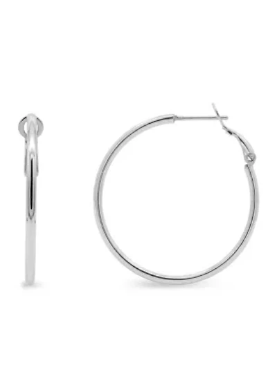 Sterling Silver Polished Round Hoop Earrings