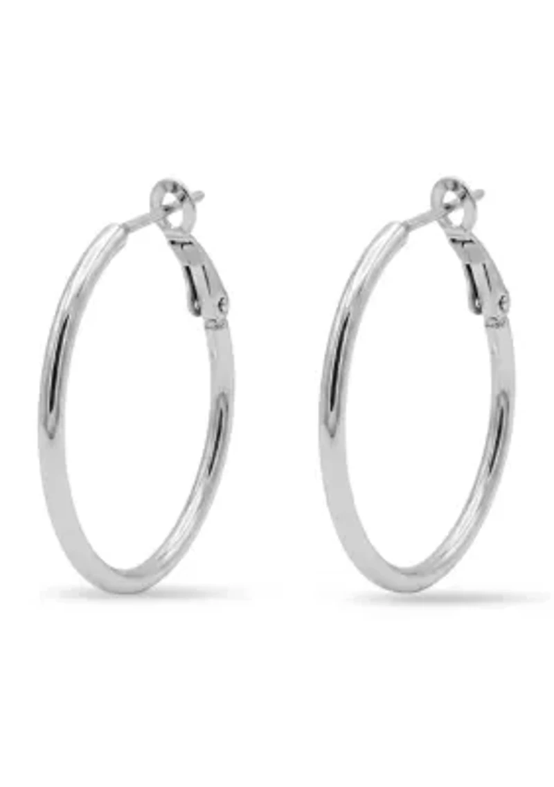 Sterling Silver Polished Round Hoop Earrings