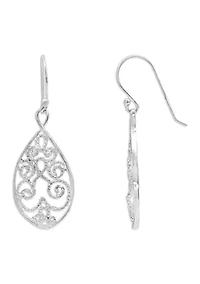 Twisted Filigree Center Teardrop Earrings in Sterling Silver 
