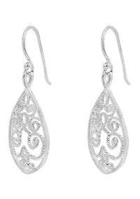 Twisted Filigree Center Teardrop Earrings in Sterling Silver 