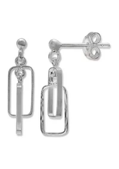 Double Rectangle Drop Earrings