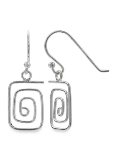 Simply Sterling Square Wire Wrap Drop Earrings