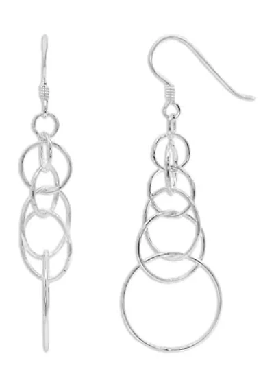 Sterling Silver Multiple Wires Circle Drops Earrings