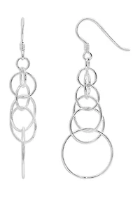 Sterling Silver Multiple Wires Circle Drops Earrings