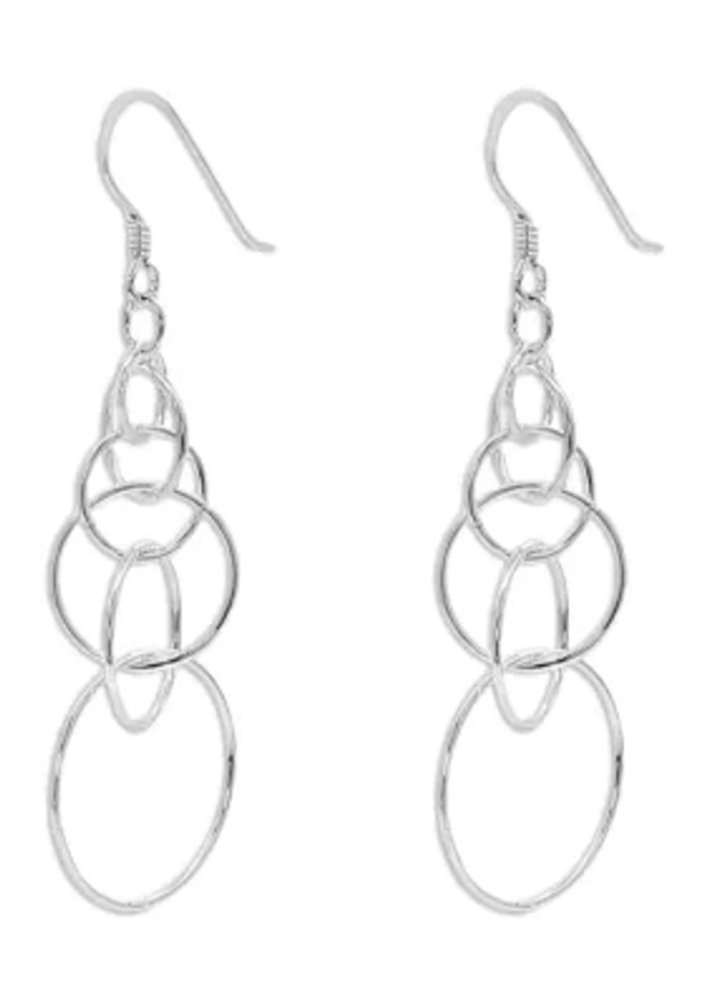 Sterling Silver Multiple Wires Circle Drops Earrings