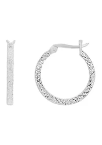 Sterling Silver 20mm Diamond Cut Squared Click Top Hoop Earrings