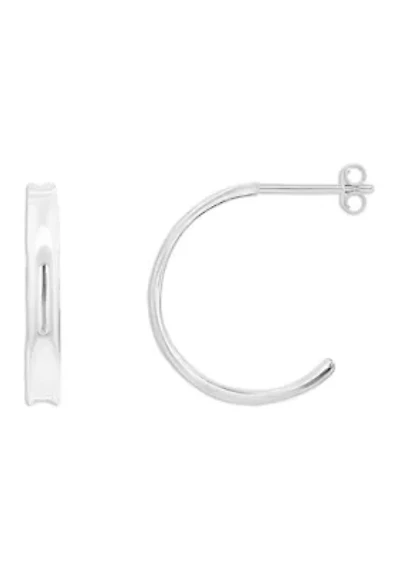  Concave C Sterling Silver Hoop Earrings