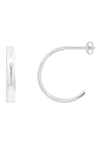  Concave C Sterling Silver Hoop Earrings