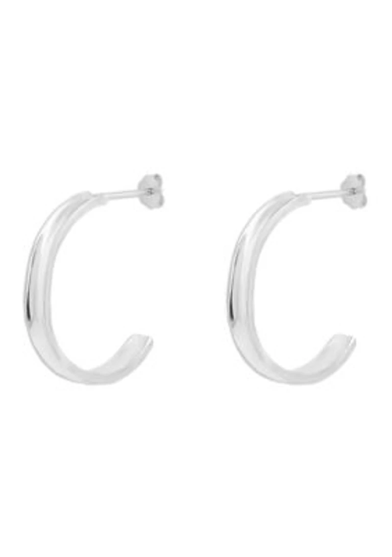  Concave C Sterling Silver Hoop Earrings