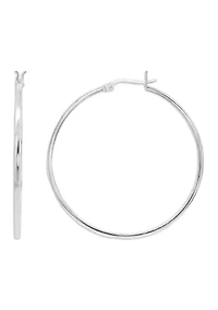 Sterling Silver Polished Squared Click Top Hoop Earrings