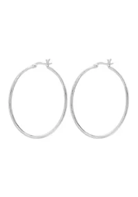 Sterling Silver Polished Squared Click Top Hoop Earrings