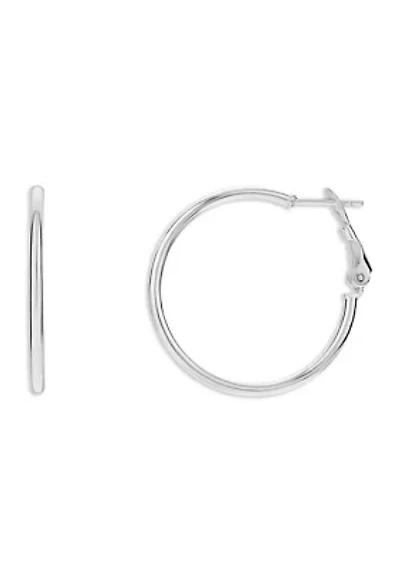 Sterling Silver 30 Millimeter Paddle Back Hoop Earrings