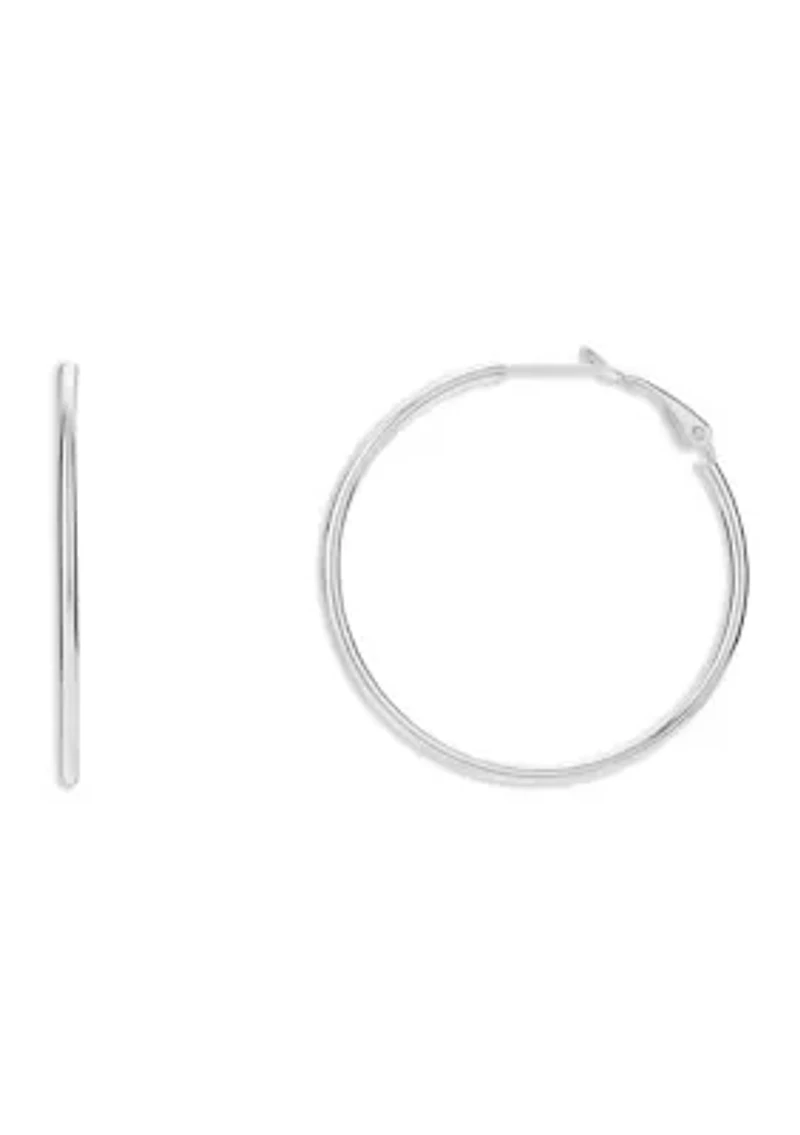 Sterling Silver 40 Millimeter Paddle Back Hoop Earrings