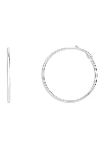 Sterling Silver 40 Millimeter Paddle Back Hoop Earrings