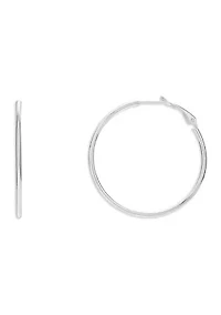 Sterling Silver 40 Millimeter Paddle Back Hoop Earrings