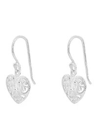 Polished Heart Drop Earrings in Sterling Silver 