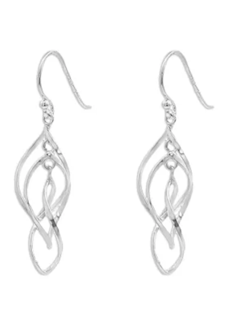 Polished Triple Swirl Drop Earrings in Sterling Silver