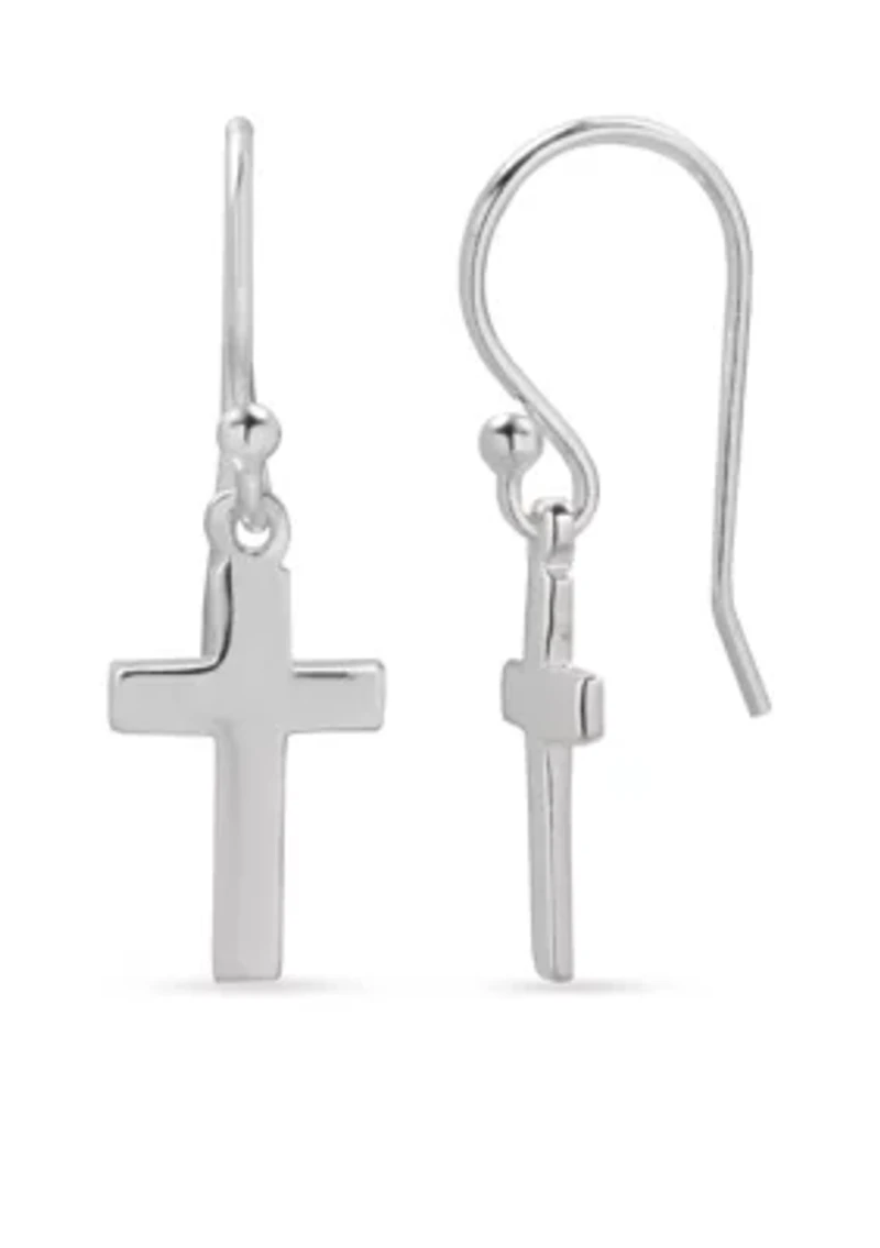 Simply Sterling Drop Cross Earrings
