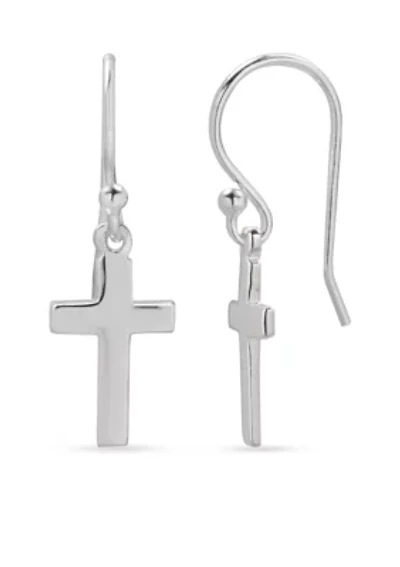 Simply Sterling Drop Cross Earrings