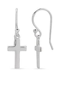 Simply Sterling Drop Cross Earrings