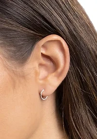 Sterling Siver 25 Millimeter Textured Clicktop Hoop Earrings