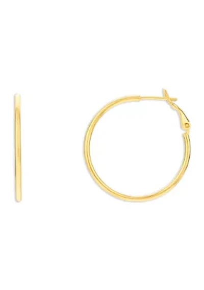 Gold Plated Sterling Silver 40 Millimeter Polished Hoop Earrings