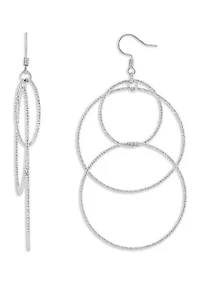 Plated Textured Multi Circle Drop Earrings
