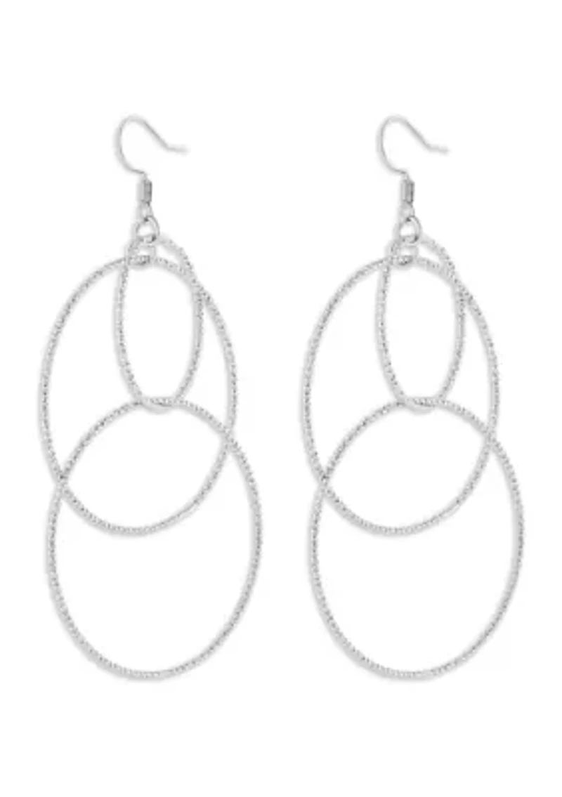 Plated Textured Multi Circle Drop Earrings