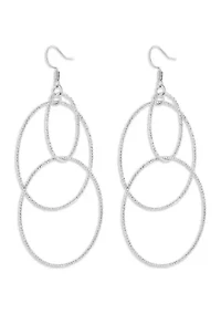 Plated Textured Multi Circle Drop Earrings