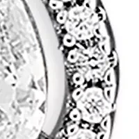 Silver Plated Cubic Zirconia Pave Teardrop Halo Huggie Earrings